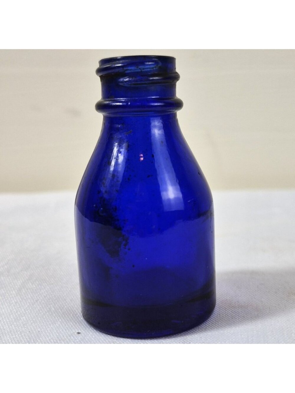 Vintage Vicks VapoRub 4 oz Cobalt Blue Glass Bottle Triangle V Logo No Lid Empty